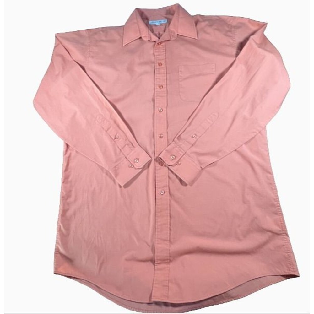 Men's Linea Uomo LS Button Down Shirt 17.5 38/39 Cotton Blend  Pink XL